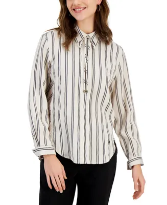 Tommy Hilfiger Women's Collared Dobby Striped Shirt