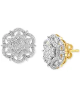 Diamond Mandala Cluster Pendant Stud Earrings (1 ct. t.w.) in 10k Gold