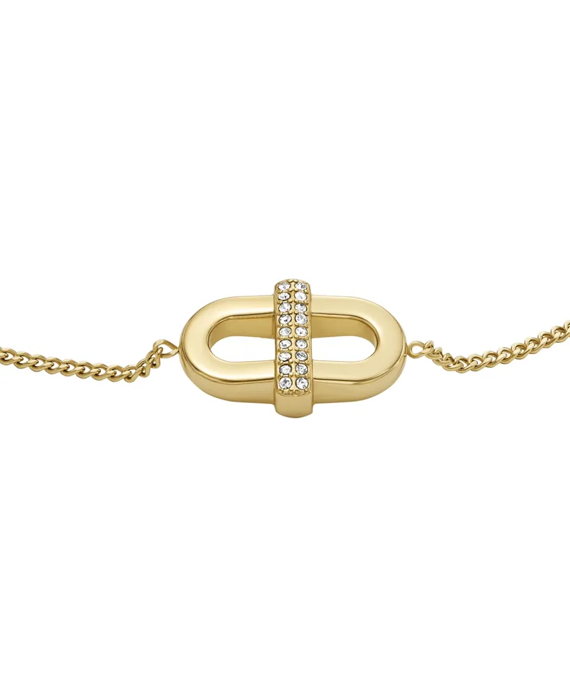 Fossil Heritage D-Link Glitz Gold-Tone Stainless Steel Chain Bracelet