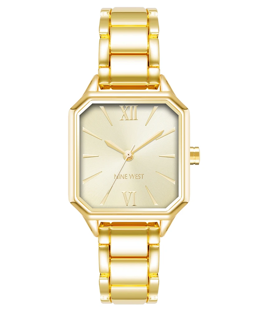 Nine West Women's Quartz Square -Tone Alloy Link Bracelet Watch, 27mm