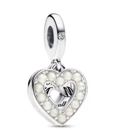 Pandora Mixed Stone Pearlescent White Heart Double Dangle Charm