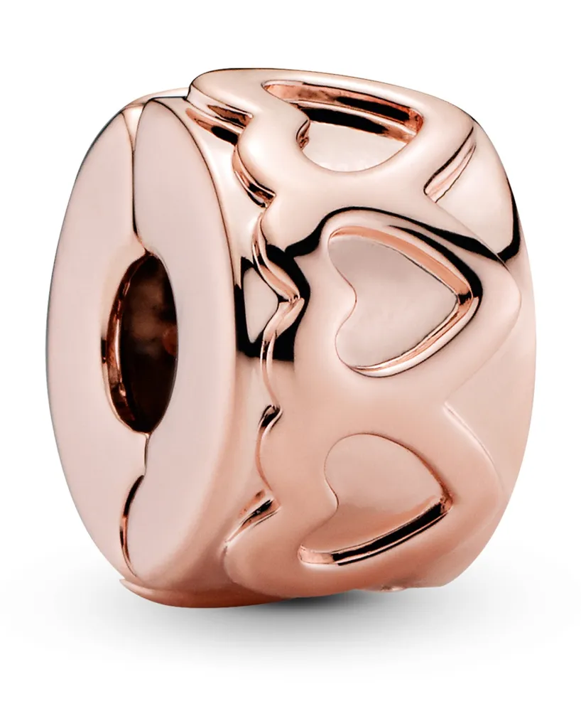 Pandora 14k Rose Gold-Plated Unique Metal Blend Band of Hearts Clip Charm -  Rose