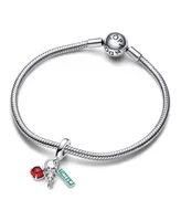 Pandora Sterling Silver Nyc Apple, Torch and Street Sign Triple Dangle Charm