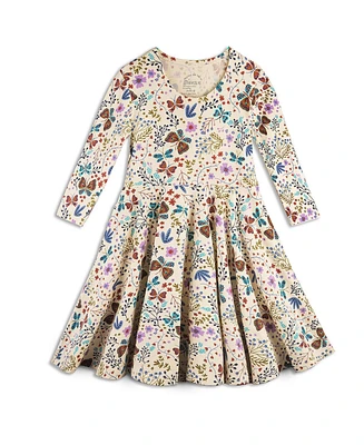 Mightly Girls Toddler Fair Trade Organic Cotton Print 3/4 Sleeve Twirl Dress