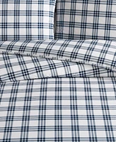 Eddie Bauer Basic Plaid Cotton Percale 3 Piece Duvet Cover Set