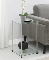 Convenience Concepts 15.75" Glass Designs2Go 2 Tier Square End Table