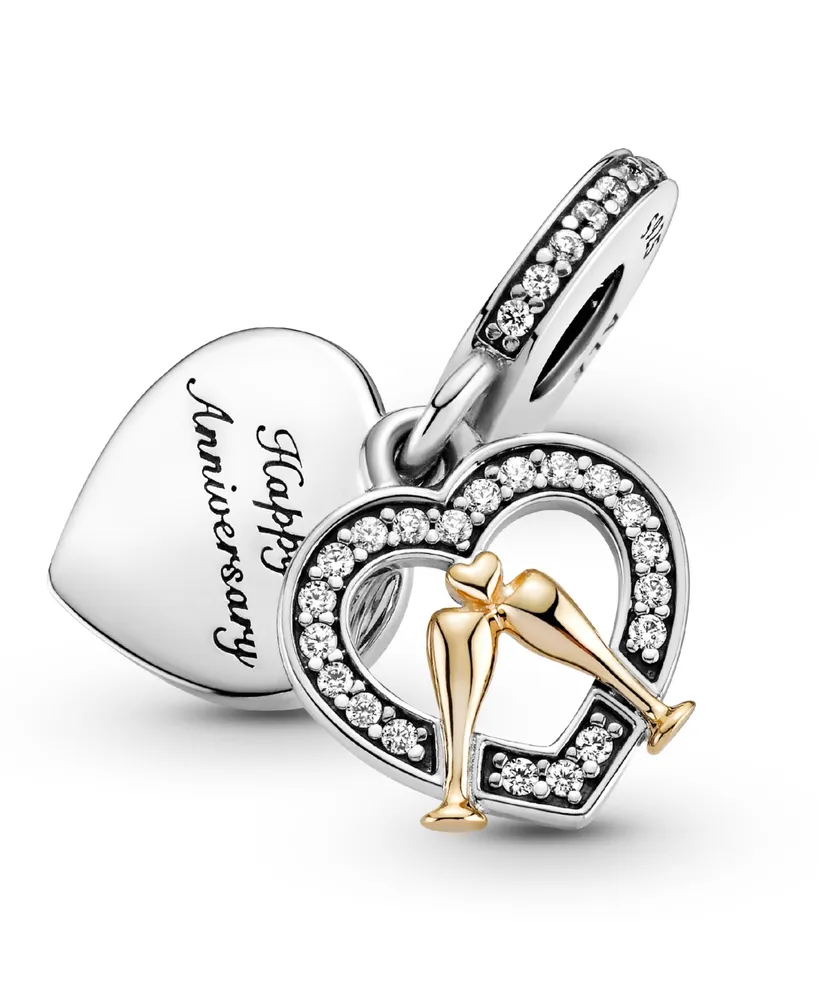 Pandora Cubic Zirconia Two-Tone Happy Anniversary Dangle Charm