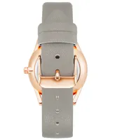 Nine West Women's Quartz Gray Faux Leather Band Watch, 36mm - Gray, Rose Gold