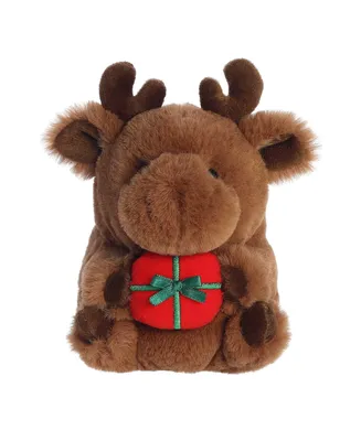 Aurora Small Monty Moose Rolly Pet Festive Plush Toy Brown 5.5"