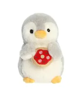 Aurora Small Holiday Donut PomPom Penguin Festive Plush Toy Gray 8"