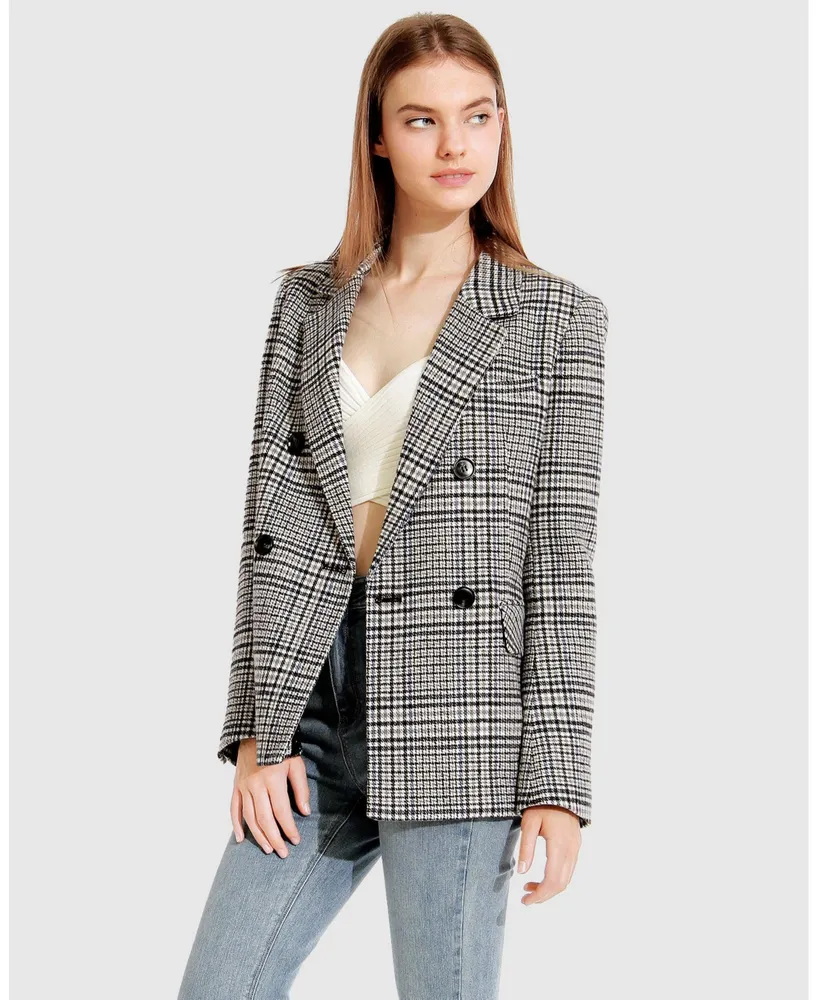 Women Belle & Bloom Piccadilly Wool Blend Plaid Blazer