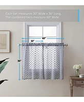 Hlc.me Herringbone Lace Sheer Kitchen Cafe Curtain Tiers for Small Windows & Bathroom