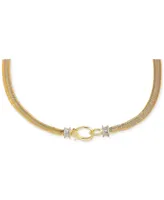 by Adina Eden 14k Gold-Plated Baguette Cubic Zirconia Bead Snake Chain 16" Collar Necklace