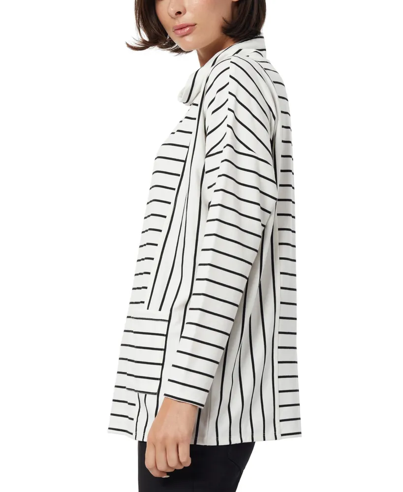 Jones New York Women's Striped Mock-Neck Pullover Top