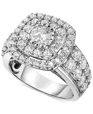Diamond Double-Halo Engagement Ring (3 ct. t.w.) in 14k White Gold