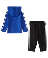adidas Baby Boys Long Sleeve Hooded Shirt and Pants, 2 Piece Set