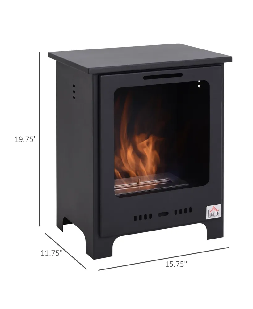 Homcom Freestanding Ethanol Fireplace Stove, Burns up to 3 Hours, Black