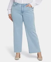 Nydj Plus Teresa Wide Leg Ankle Fray Hem Jeans