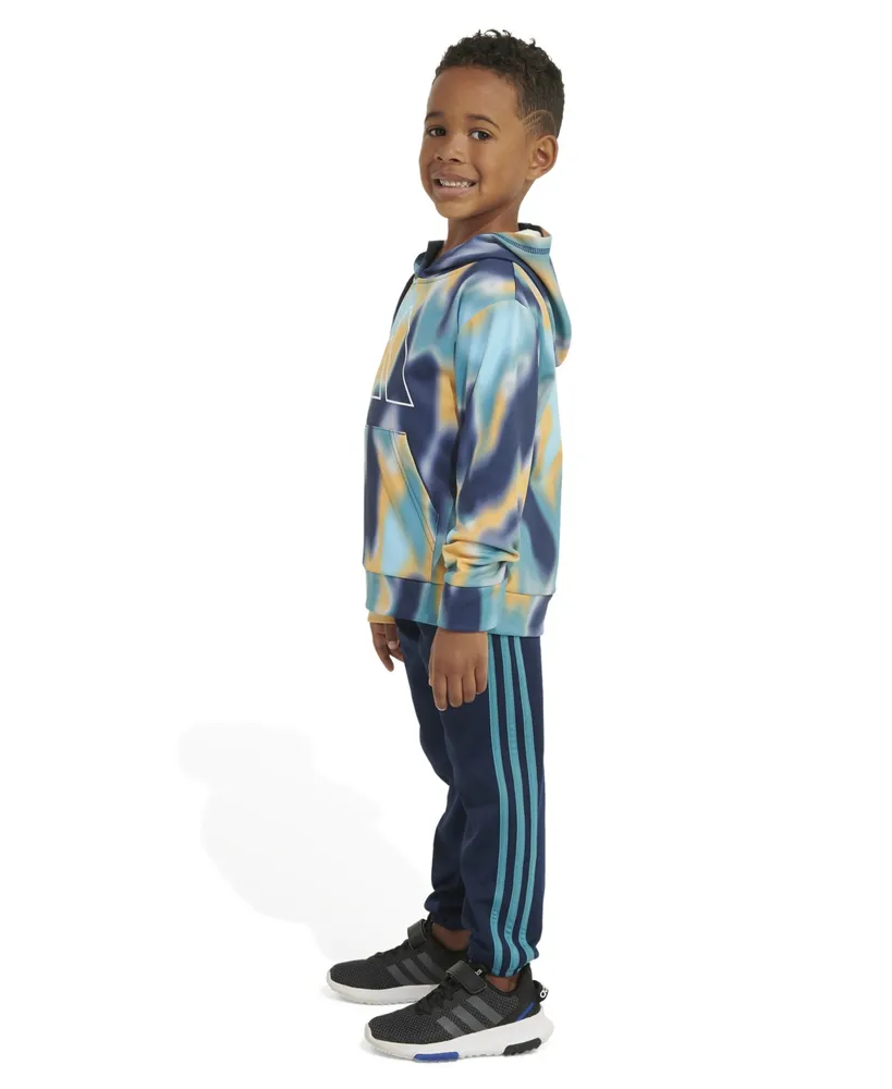 adidas Little Boys Printed Polyester Fleece Pullover Hoodie and Jogger Pants, 2 Piece Set