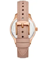 Fossil Women's Rye Multifunction Rose Gold-Tone Nude Leather Watch, 36mm