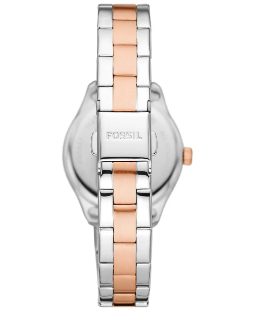Fossil Women's Rye Three-Hand Date Two-Tone Stainless Steel Watch, 30mm