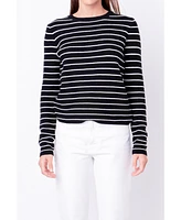 Women's Round-neck Striped Sweater