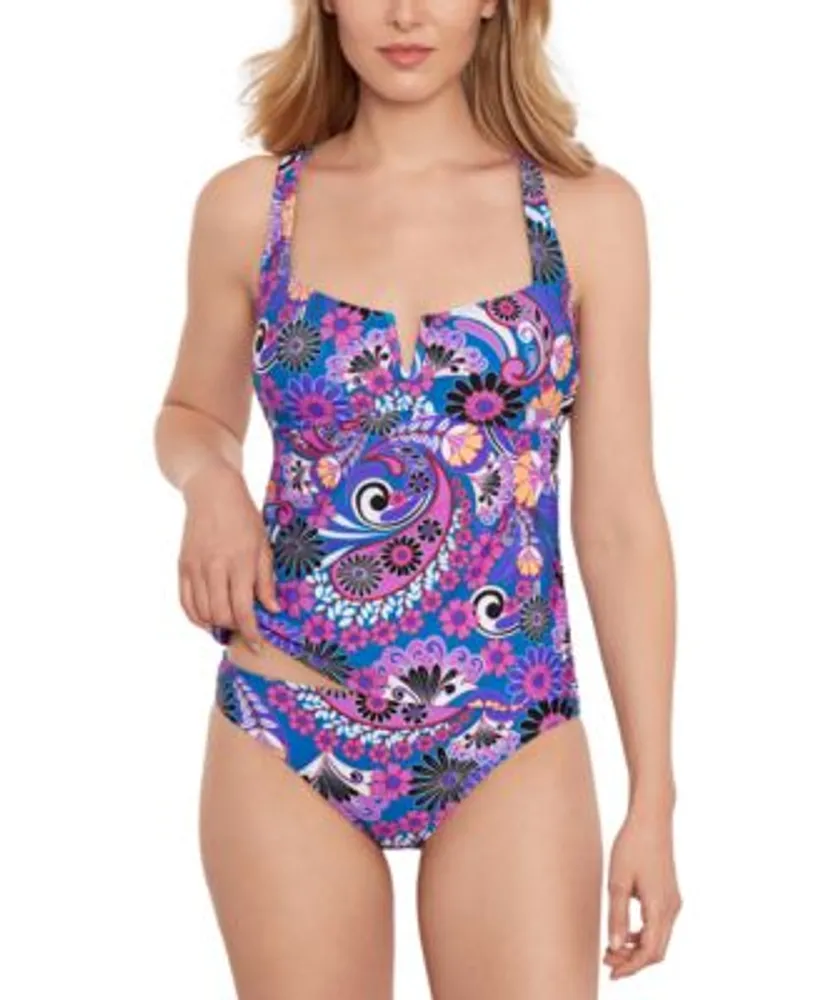 Floral Print Bikinis - Purple Bikini Bottoms - V-Cut Swim Bottoms