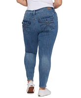 Seven7 Plus Size Mid Rise Flap Pocket Skinny Jeans