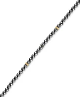 Esquire Men's Jewelry Hematite Bead & Black Diamond Bracelet (1/20 ct. t.w.) in 14k Gold-Plated Sterling Silver, Created for Macy's