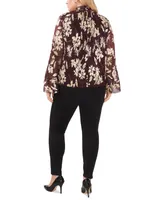 Vince Camuto Metallic-Print Bell-Sleeve Blouse