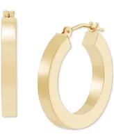 Polished Chunky Flat-Edge Tube Hoop Earrings in 14k Gold, 20mm