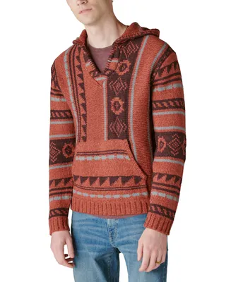 Lucky Brand Men's Southwestern Print Hooded Baja Sweater