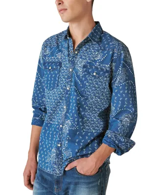 Lucky Brand Men's Printed Western Long Sleeve Snap-Front Shirt
