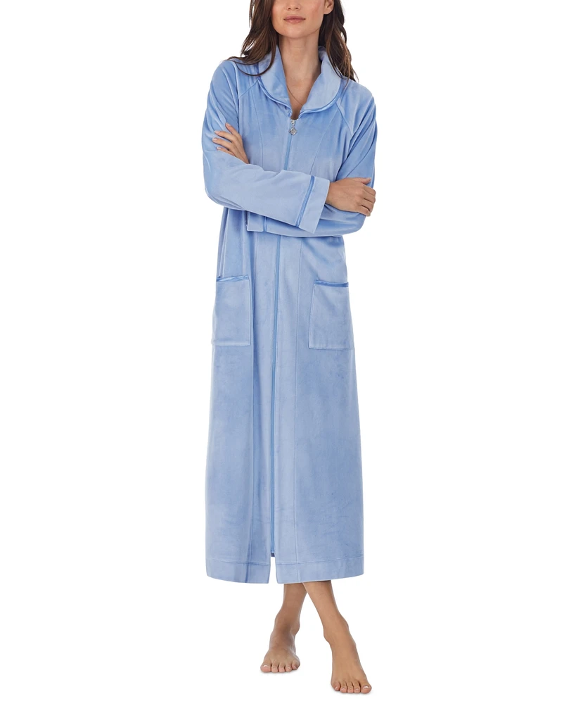 Eileen West Women's Zip-Front Velour Ballet Robe