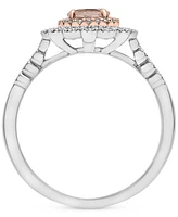 Morganite (3/8 ct. t.w.) & Diamond (1/4 ct. t.w.) Flower Halo Ring in 14k White & Rose Gold