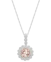 Morganite (3/8 ct. t.w.) & Diamond (1/4 ct. t.w.) 18" Flower Pendant Necklace in 14k Rose & White Gold