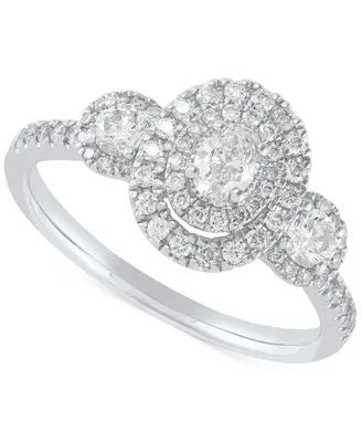Diamond Oval Double Halo Engagement Ring (3/4 ct. t.w.) in 14k White Gold