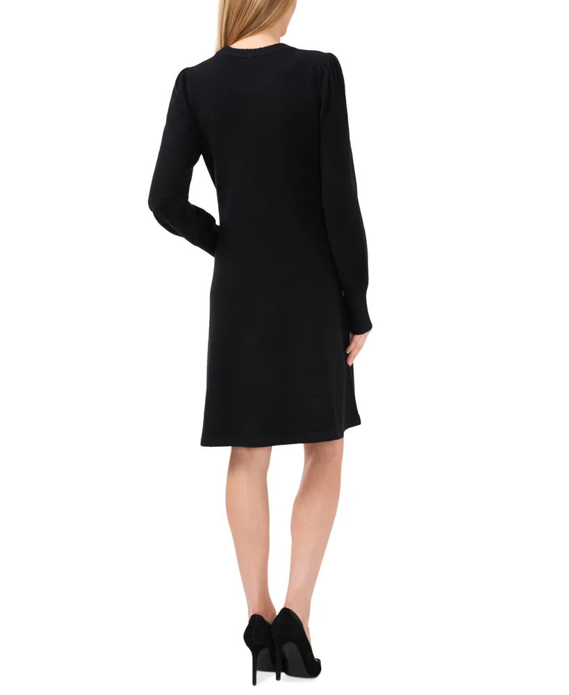 CeCe Women's Rhinestone Bow Long-Sleeve Sweater Dress