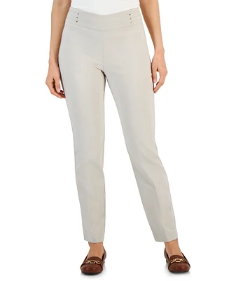 Jm Collection Petite Studded-Rivet Straight-Leg Pants, & Short