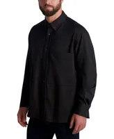 Karl Lagerfeld Men's Marled Ponte Long Sleeve with Oversized Pocket Shirt