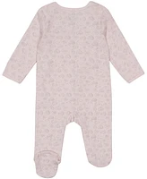 Calvin Klein Baby Girls Heart Stamp Print Long Sleeve Footed Coverall One Piece