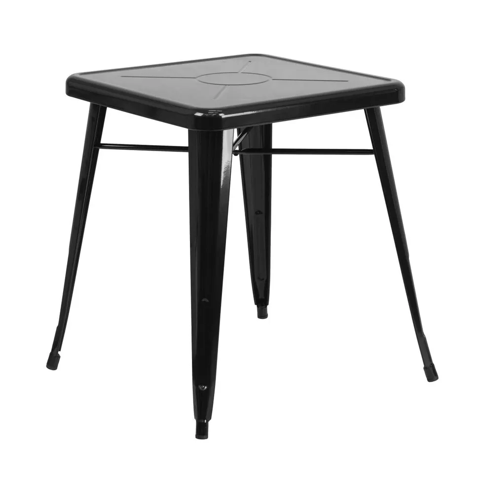 Merrick Lane Benson 23.75" Square Metal Dining Table For Indoor And Outdoor Use