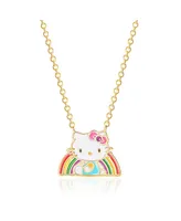 Hello Kitty Sanrio Yellow Gold Plated Crystal Rainbow Necklace - 18'' Chain, Officially Licensed Authentic