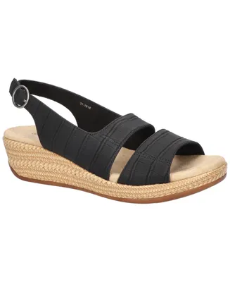 Easy Street Women's Gannett Buckle Slingback Wedge Sandals
