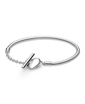 Pandora Moments Heart T-Bar Snake Chain Bracelet