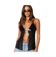 Women's Linette Lacey Sheer Split Front Top