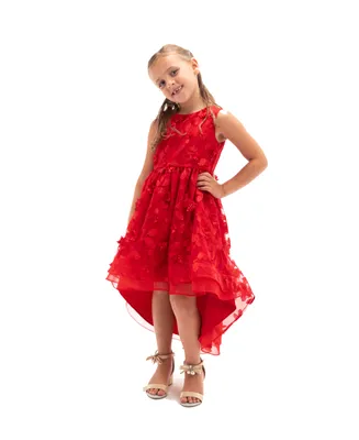 Rare Editions Toddler Girls Sleeveless 3D Floral Hi-Low Social Dress