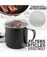 Stainless Steel Bacon Grease Container With Strainer