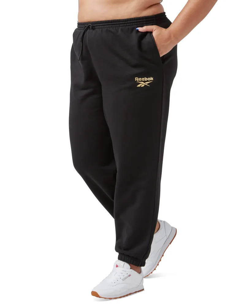 Reebok Womens Fleece Joggers Black Large 