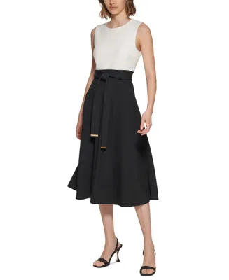Calvin Klein Women's Sleeveless Color-Blocked Midi Dress